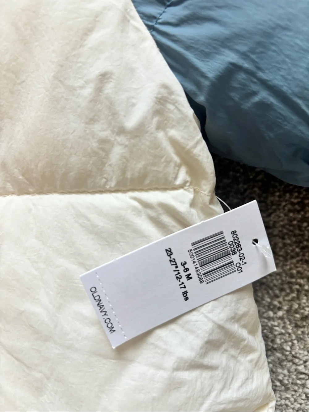 Old Navy Cream and Light Blue Quilted Baby Bunting